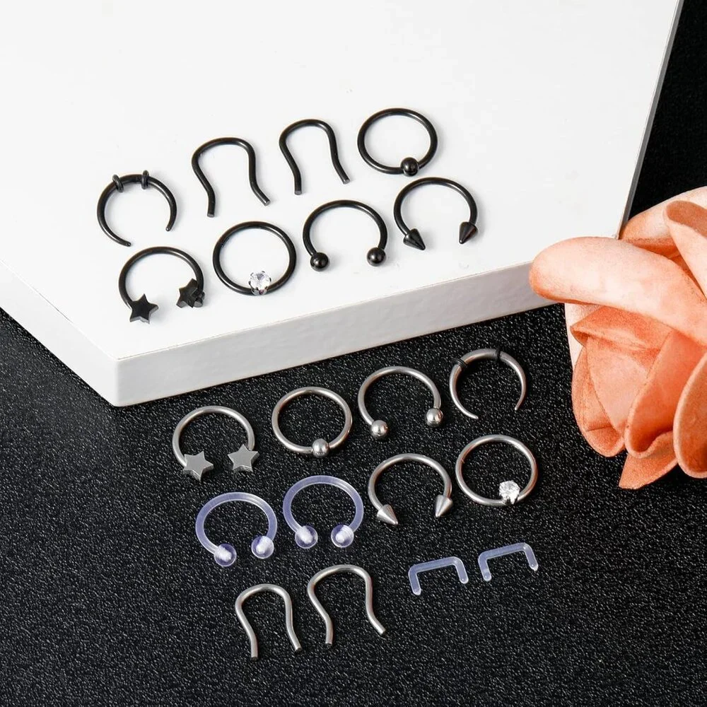 20-30 Pcs Septum Rings 16G Septum Jewelry - Surgical Steel Piercings Horseshoe H - Picture 7 of 7